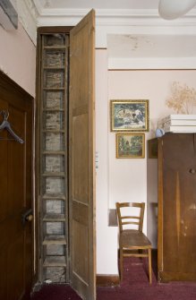 Interior. Vestry. Built in Tower stepladder. Detail