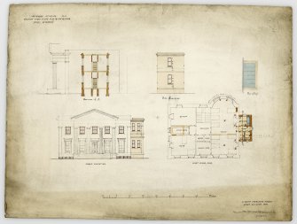 Stirling Infirmary.
Section, first floor plan and elevations.