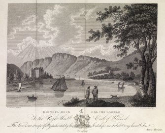 View of River Tay and  Kinnoull Hill with Elcho Castle on left.
Titled: 'Kinnoul-Rock & Elcho Castle'