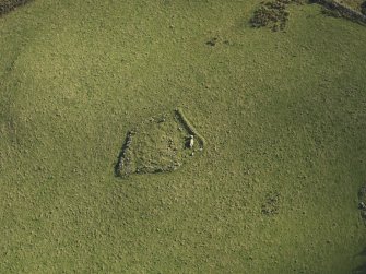 Oblique aerial view of the remains of Elsie the Greater Recumbent Stone Circle, taken from the W.