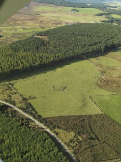 General oblique aerial view looking across the remains of Elsie the Greater Recumbent Stone Circle, taken from the E.