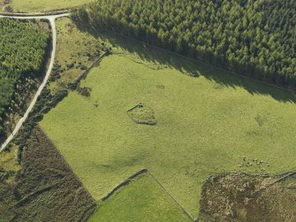 Oblique aerial view of the remains of Elsie the Greater Recumbent Stone Circle, taken from the N.