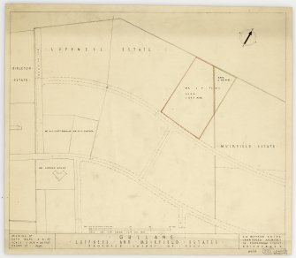 Gullane, Luffness and Muirfield Estates.
Plan of area showing position of estates.
Titled:  'Gullane  Luffness And Muirfield Estates  Proposed Layout Of Fues'.
Insc:  'A.H. Mottram  A.R.I.B.A.  Chartered Architect 14 Frederick Street Edinburgh  2'.