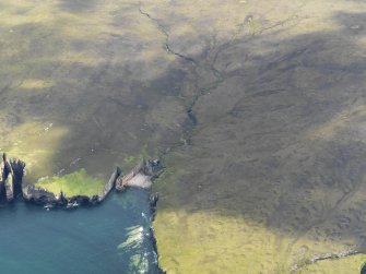 Oblique aerial view centred on the possible shell craters at Little Rack Wick, taken from the WSW.