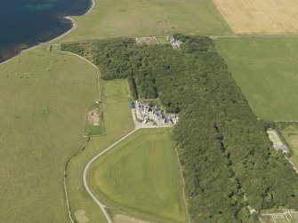 Oblique aerial view centred on Balfour Castle, taken from the E.
