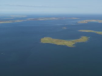 General oblique aerial view of Linga Holm, Stronsay, taken from the SE.