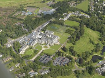 Oblique aerial view of Gleneagles Hotel, taken from the SW.