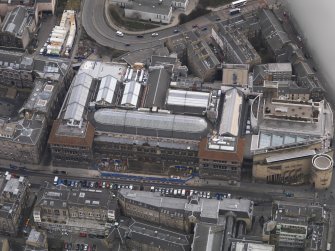 General oblique aerial view of Chambers Street centred on the Royal Museum of Scotland, taken from the NW.