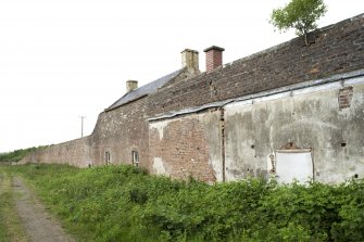 N wall and house with remains of glass houses, view from SE