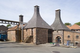 Belhaven Brewery. View from east of former kilns with maltings behind. The older of the three is on the right.