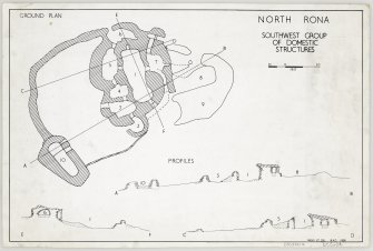 Plan of South West Domestic Structures(C)	& Profiles, Ink, 1:120, HW83SW 8
	    	
