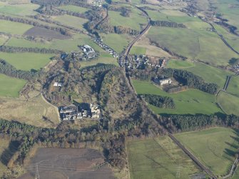 General oblique aerial view of Hartwood village and former hospital, taken from the WSW.