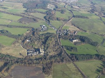 General oblique aerial view of Hartwood village and former hospital, taken from the WSW.