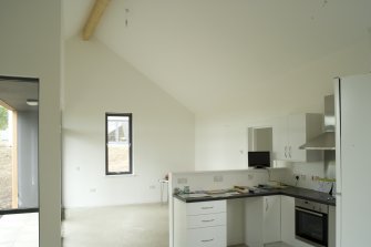 Interior view of Plot 23, The Skewed House by Oliver Chapman Architects.