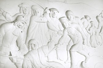 Interior. Caphouse. Panel depicting the murder of Archbisop Sharp in 1679. Detail