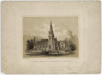 Engraving inscribed 'St. Mary's Church and Parsonage, Arbroath'