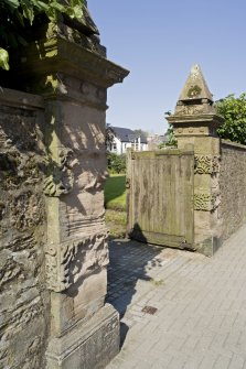 Main entrance gatepiers. Detail