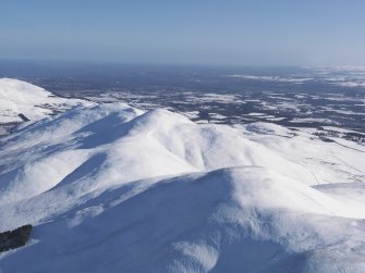 General oblique aerial view of Pentland Hills under snow with Carnethy Hill in the centre, looking ENE.