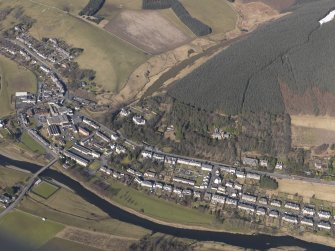 Oblique aerial view of Walkerburn, looking NW.