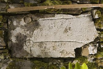 View of incised cross slab (with scale)