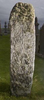 View of stone with carved cross
