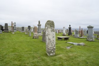 View of graveyard showing location of stone with carved cross