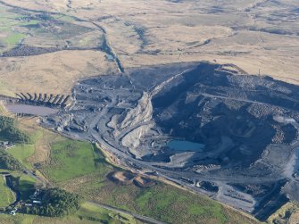 Oblique aerial view of the Boghead open cast mine, taken from the NE.