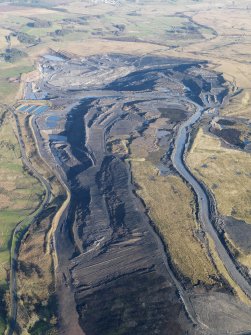 General oblique aerial view of the Boghead open cast mine, taken from the SW.