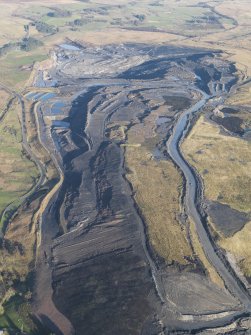 General oblique aerial view of the Boghead open cast mine, taken from the SW.