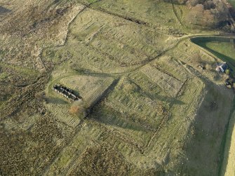 Oblique aerial view of the remains of the village of Haywood, taken from the SSE.