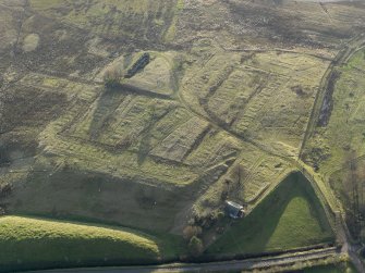 Oblique aerial view of the remains of the village of Haywood, taken from the NNE.