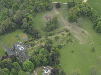 General oblique aerial view of Peel House, taken from the NNE.