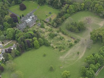General oblique aerial view of Peel House, taken from the NW.