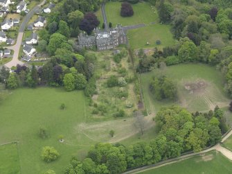General oblique aerial view of Peel House, taken from the W.