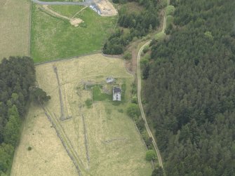 Oblique aerial view of Elibank Castle, taken from the NW.