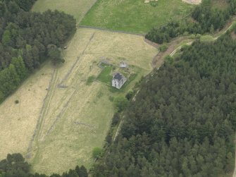Oblique aerial view of Elibank Castle, taken from the WNW.