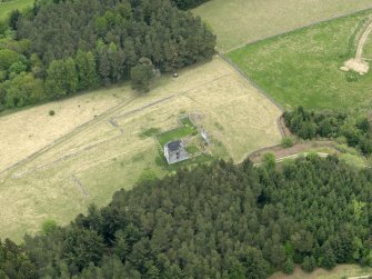 Oblique aerial view of Elibank Castle, taken from the SW.