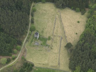 Oblique aerial view of Elibank Castle, taken from the SE.