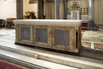Interior. Sanctuary, detail of marble altar