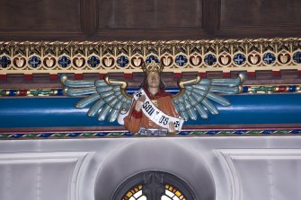 Interior. Nave, detail of angel at cornice level