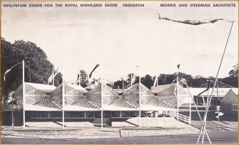 Digital copy of display panel showing  NFU/NFUM Stand for the Royal Highland Show, Ingliston, black and white photograph.