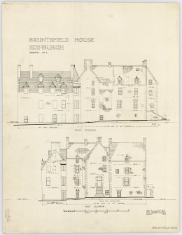 North and West elevations with some building dates.  
Insc: 'Drawn by A.A. MacCulloch, City Architects Department, City Chambers, Edinburgh. August 1942'