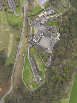 General oblique aerial view of the castle centred on the Great Hall, taken from the NNW.