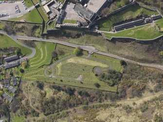 Oblique aerial view of the Ballengiech Pass cemetery taken from the NW.
