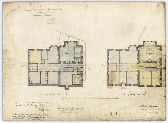 Edinburgh, 12 Hope Terrace, Harlaw, also known as Whitehouse Gardens, Braeside House for Benjamin Hall Blyth.
Plans of Sunk and Dining Room floors 
Titled: 'No 1 Braeside, the property of B M Blythe Esq Plans of Alterations and Additions'