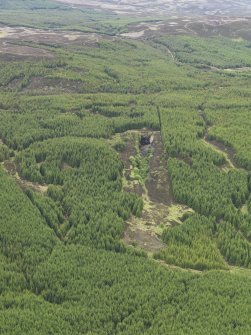 General oblique aerial view of the remains of Elrig Mhor Quarry, taken from the ENE.