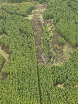 Oblique aerial view of  the remains of Elrig Mhor Quarry, taken from the WSW.