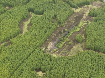 Oblique aerial view of the remains of Elrig Mhor Quarry, taken from the SSW.