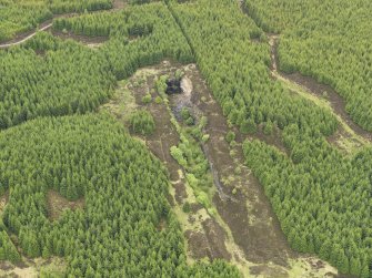 Oblique aerial view of the remains of Elrig Mhor Quarry, taken from the ENE.