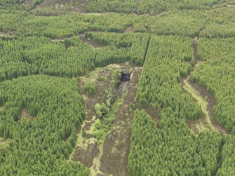 Oblique aerial view of the remains of Elrig Mhor Quarry, taken from the NE.